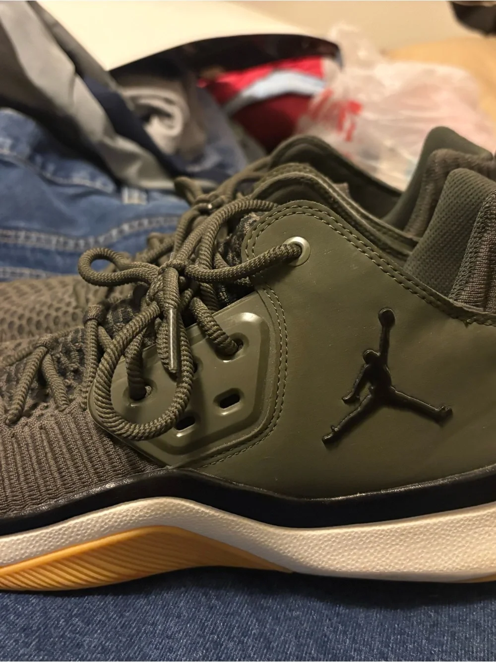 Jordan Men's Knit Sneakers in Olive Green